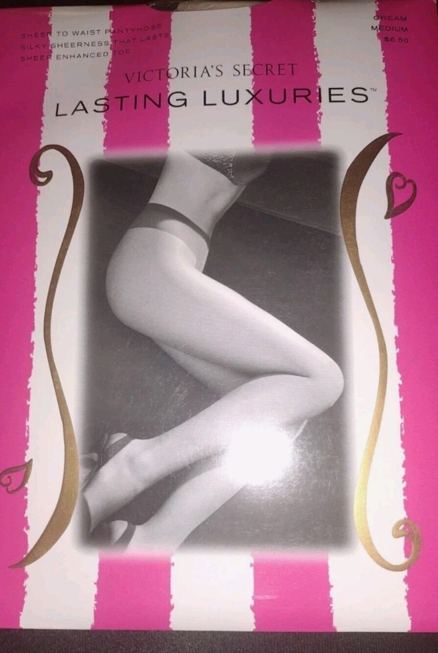Vintage 90s Victoria's Secret Lasting Luxuries Pantyhose Cream MED